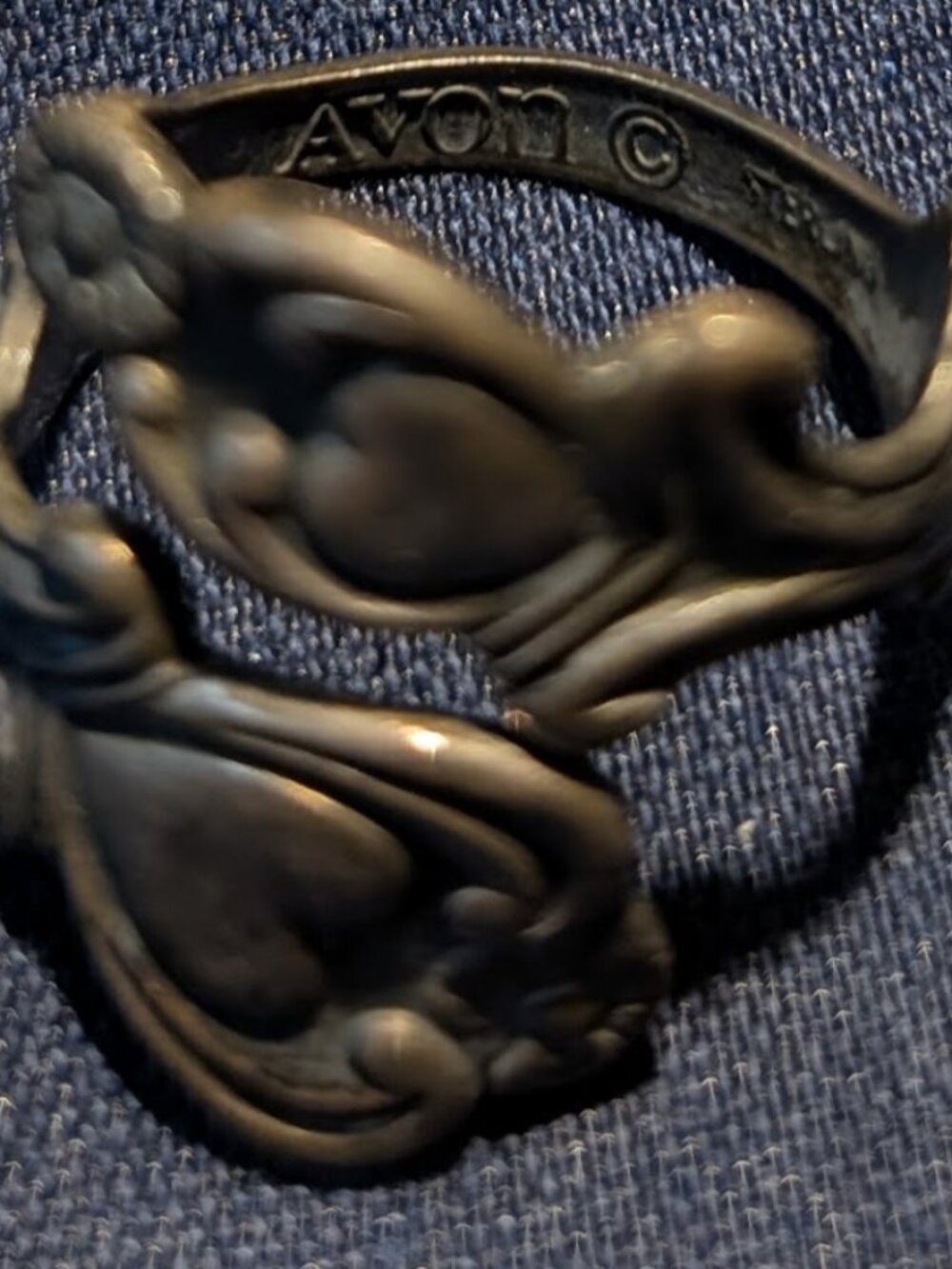 Vintage 1975 Avon "Treasured Heart" Sterling Silver Spoon Ring - Flowers & Heart